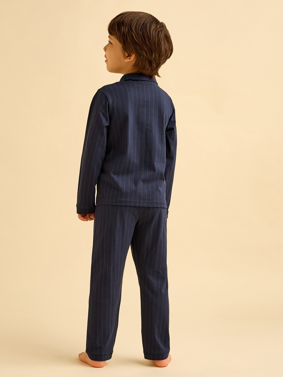 Cotton Collared Long Sleeve Pyjama Set with Print