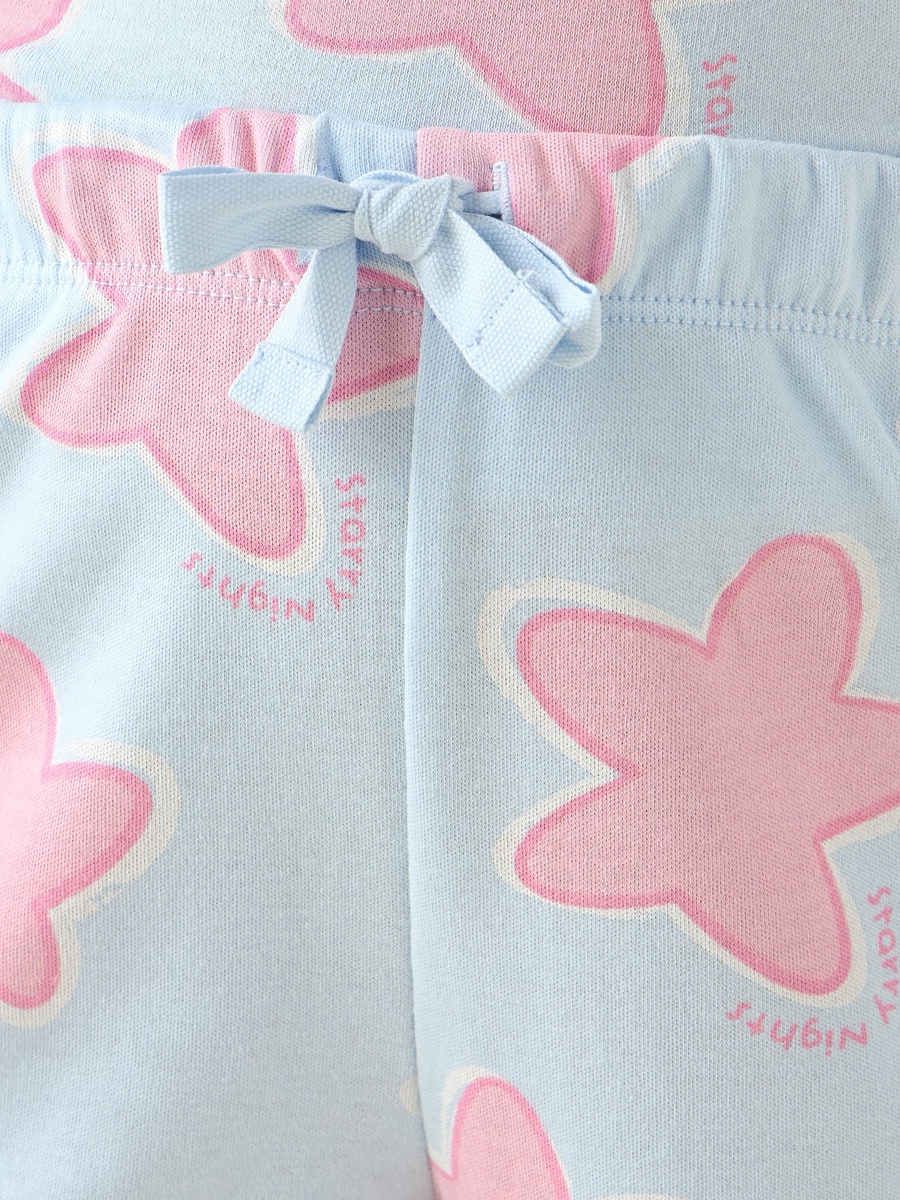Cotton Crew Neck Long Sleeves Pyjama Set with Star Print