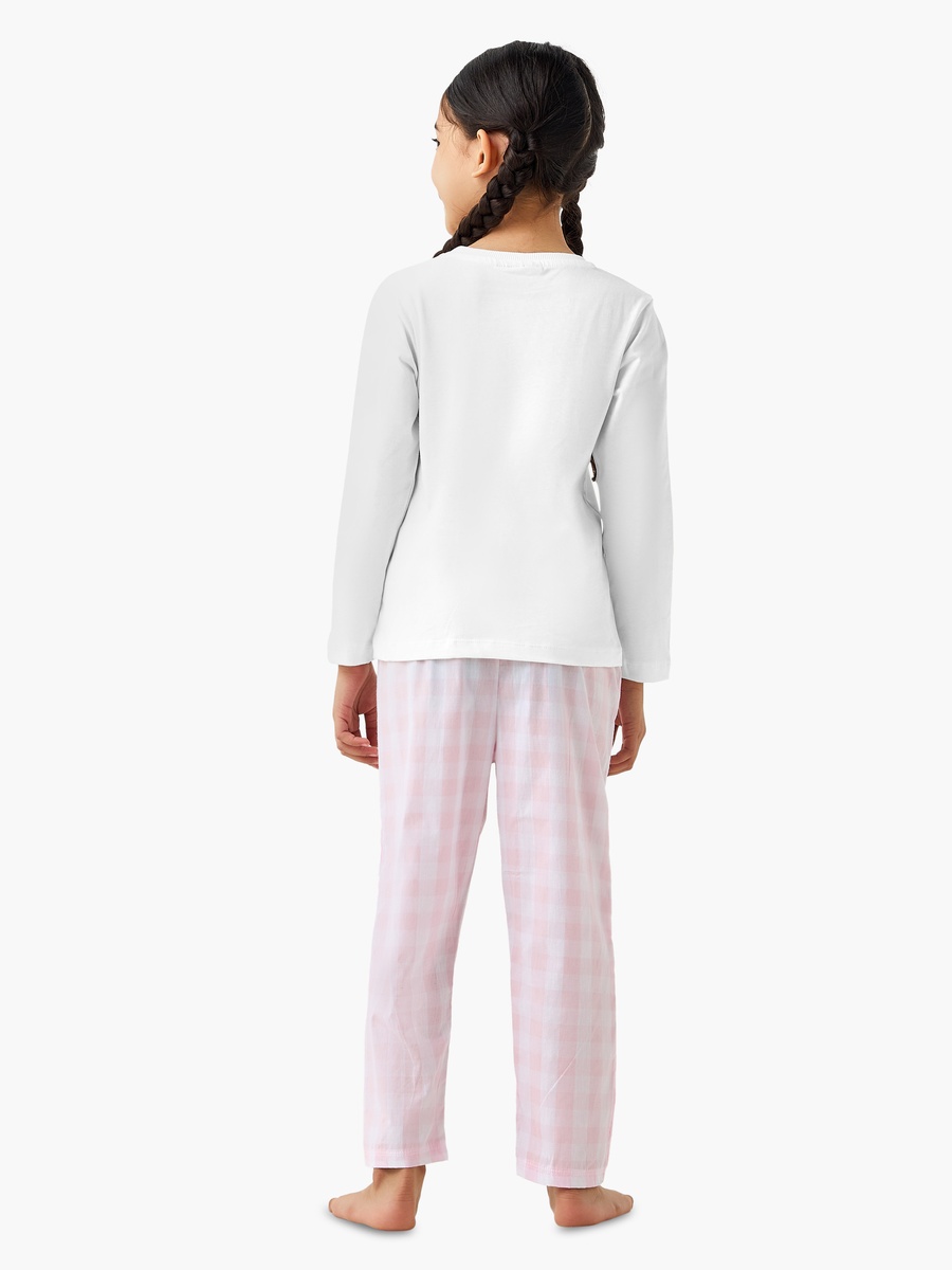 Cotton Round Neck Long Sleeves Pyjama Set with Print