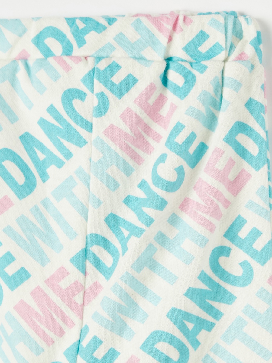 All-Over Slogan Print Pants with Elasticated Waistband