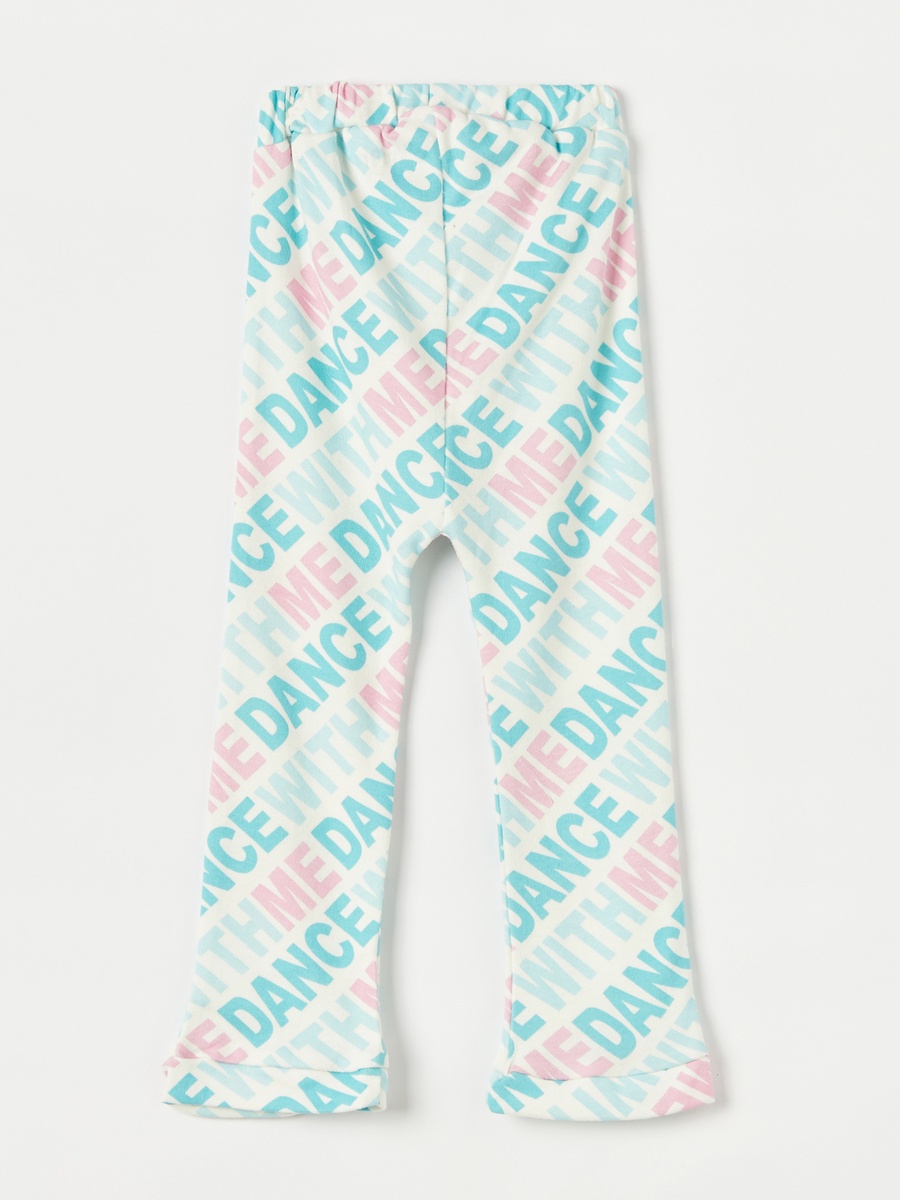 All-Over Slogan Print Pants with Elasticated Waistband