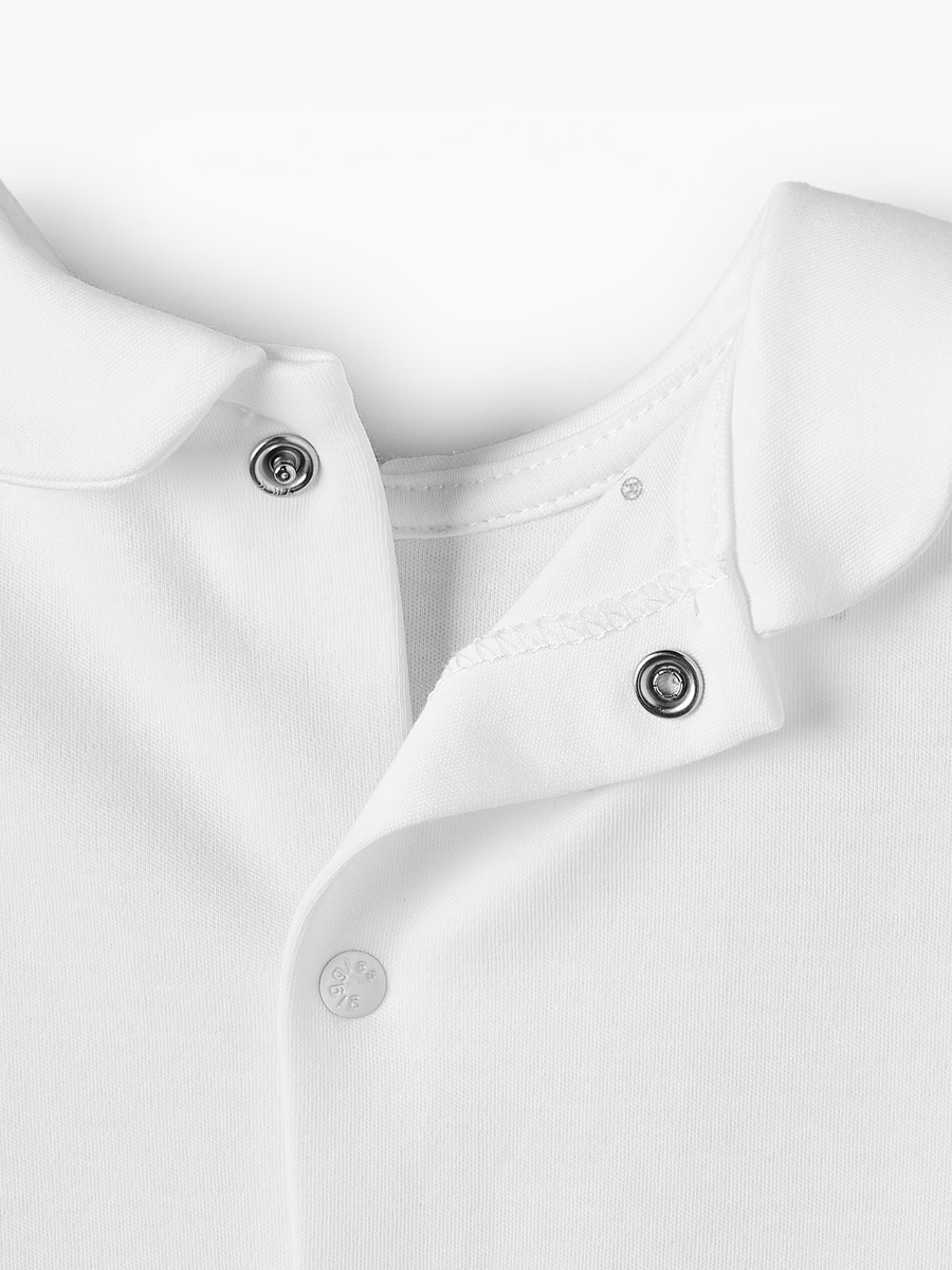 Cotton Peter Pan Collar Sleepsuit with Swan Embroidery