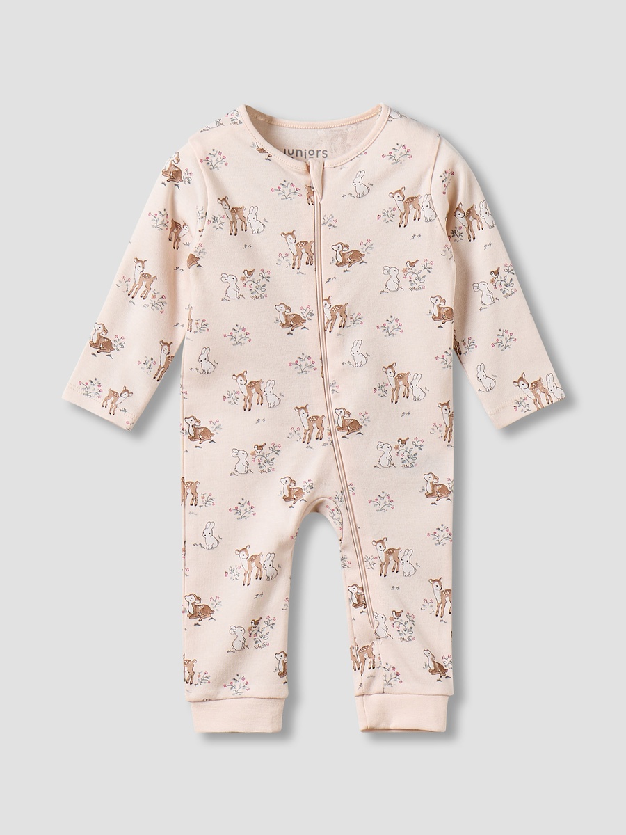 Cotton Long Sleeves Sleepsuit with Deer Print