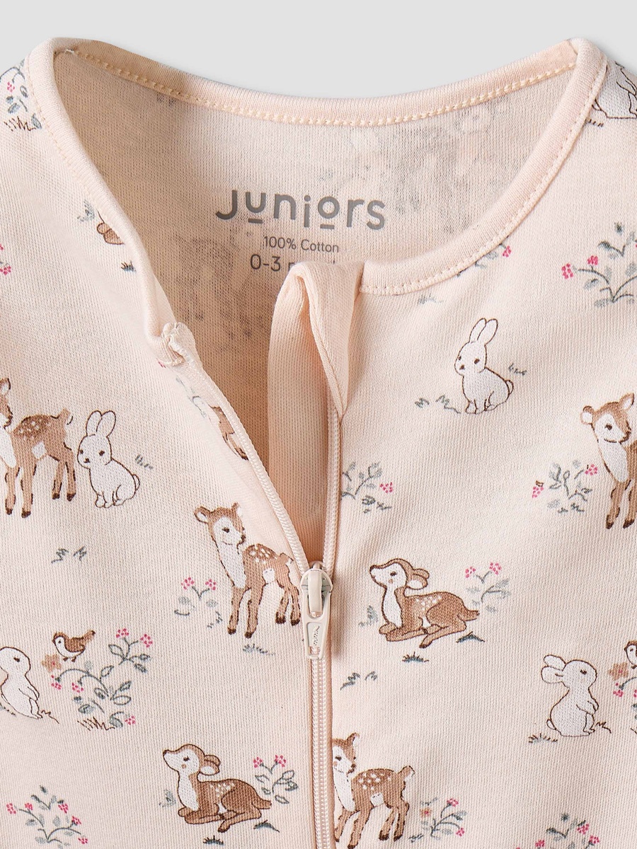 Cotton Long Sleeves Sleepsuit with Deer Print
