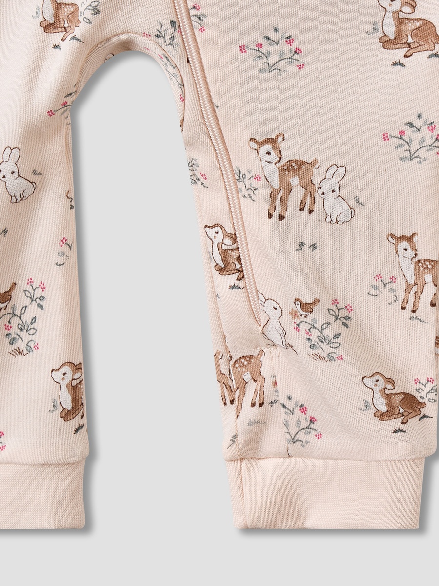 Cotton Long Sleeves Sleepsuit with Deer Print