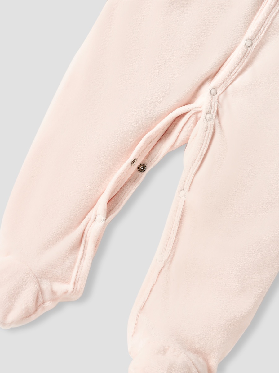 V Neck Sleepsuit with Long Sleeves and Snap Button Closure