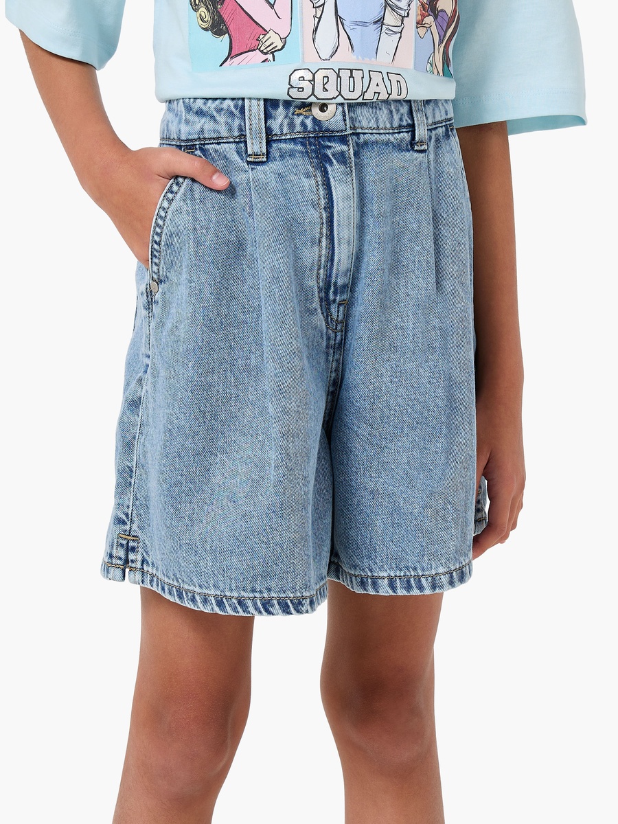 Knee Length Denim Shorts with Pockets
