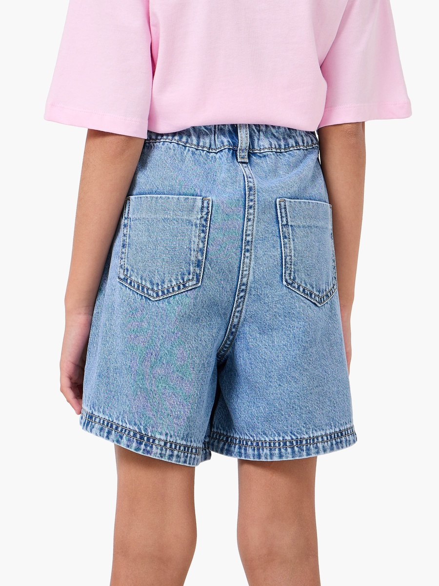 Knee Length Denim Shorts with Butterfly Embroidery