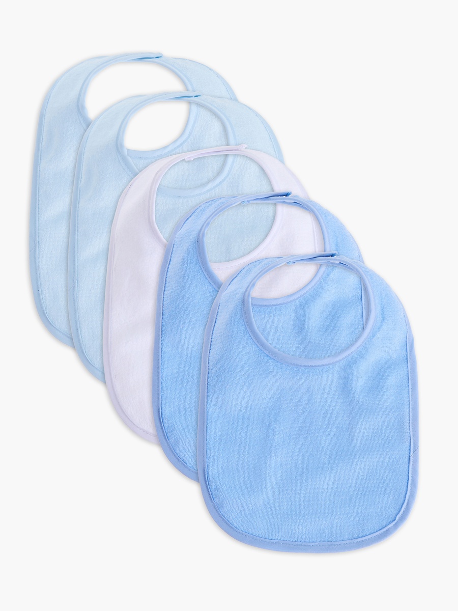 Solid Terry Bib with Hook and Loop Closure - Set of 5