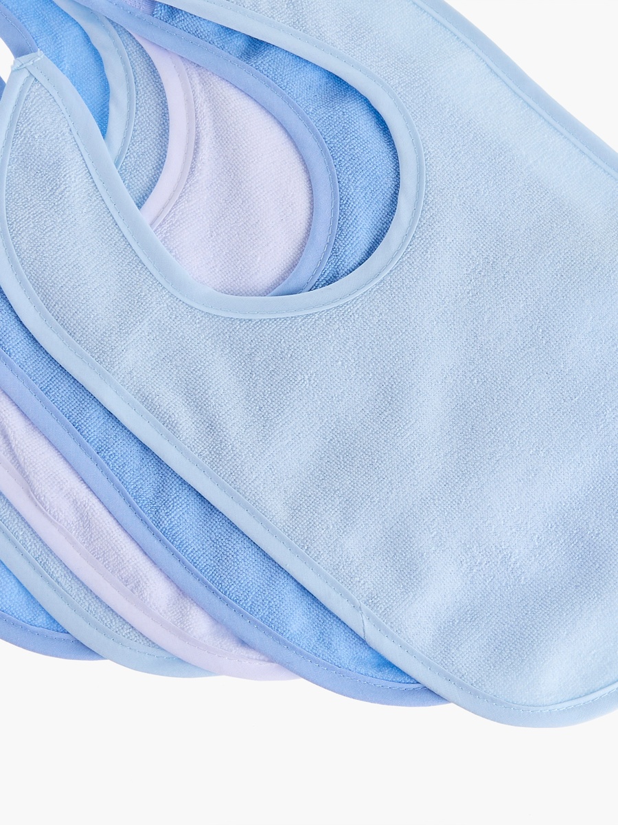 Solid Terry Bib with Hook and Loop Closure - Set of 5