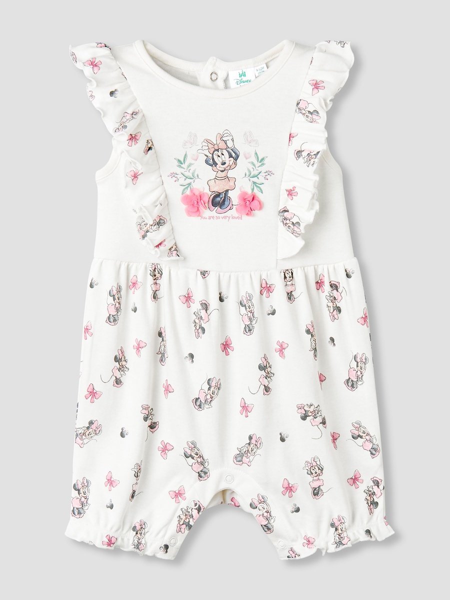 Round Neck Sleeveless Romper with Minnie Mouse Print For Default Category  at Qatar