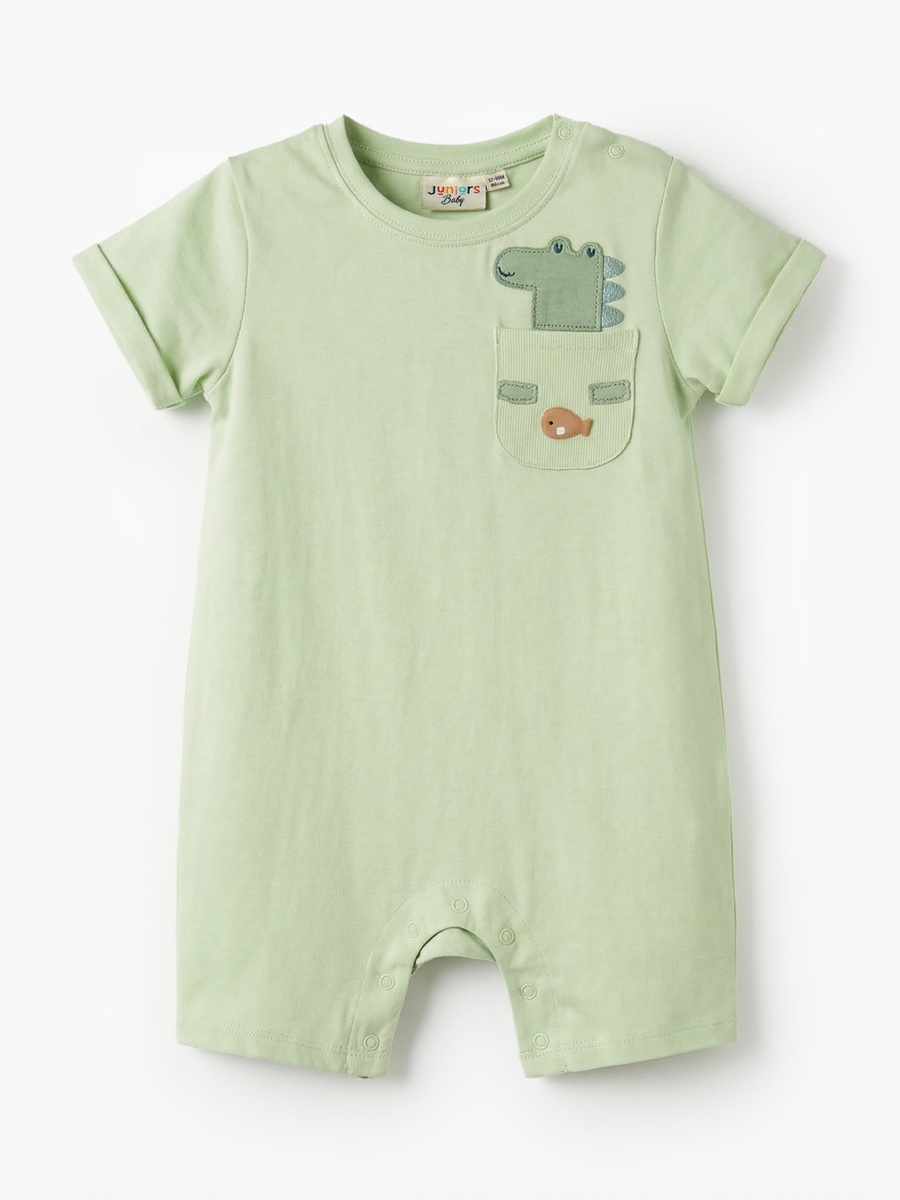 Pack of 2 Round Neck Short Sleeves Romper with Snap Button Closure