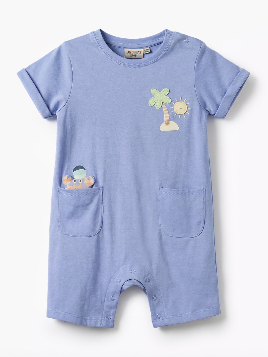 Pack of 2 Round Neck Short Sleeves Romper with Snap Button Closure