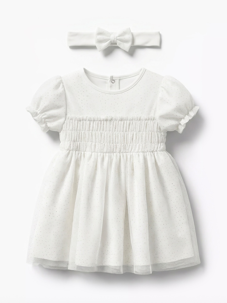 Round Neck Short Sleeves A-Line Dress with Headband
