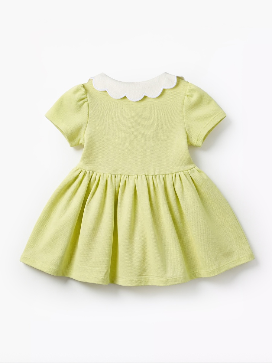Scalloped Collar A-Line Dress with Heart Embroidery