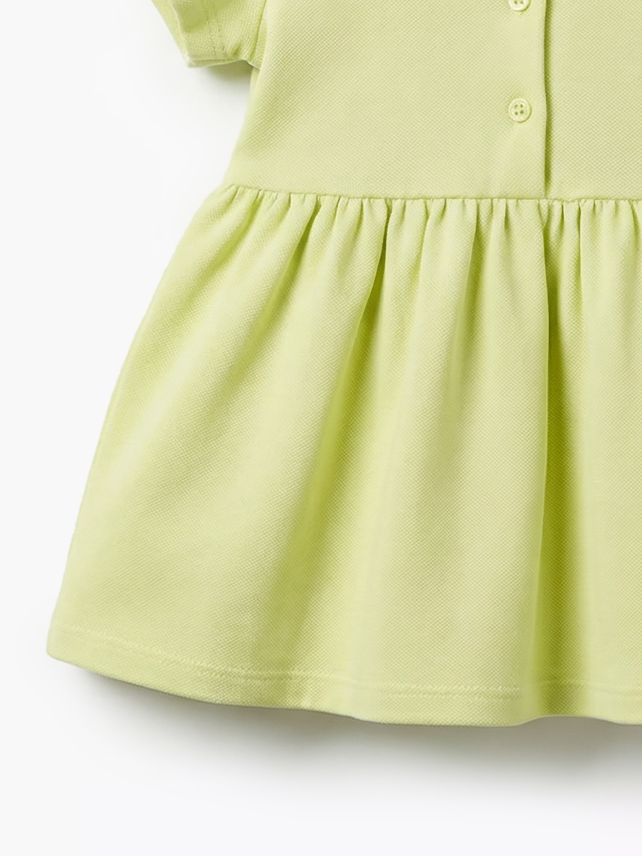 Scalloped Collar A-Line Dress with Heart Embroidery