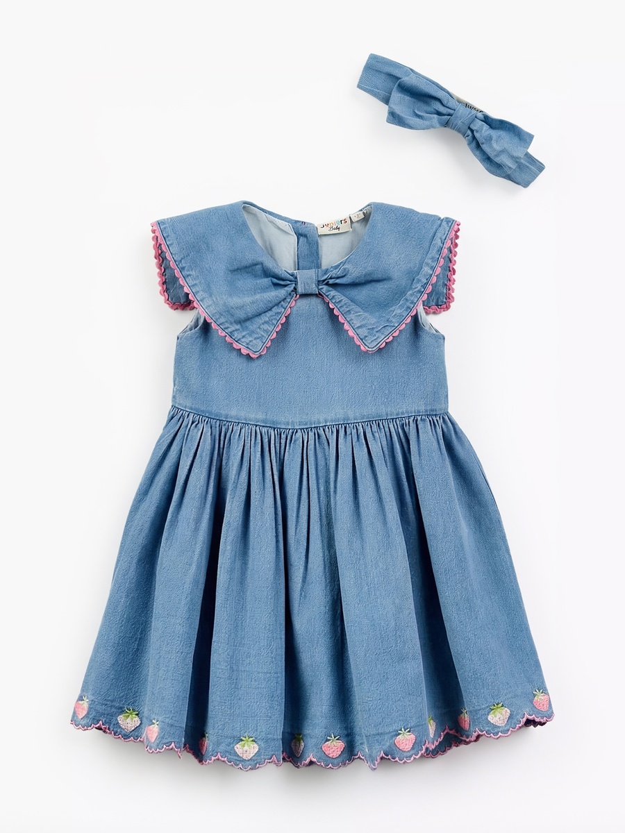 Collared Sleeveless A-Line Dress with Headband