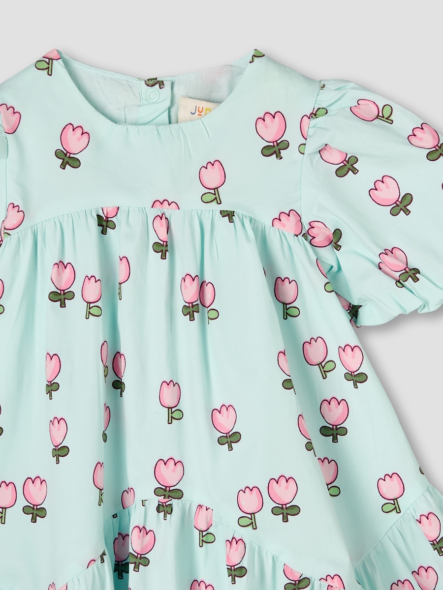 Round Neck Short Sleeves Dress with Bloomers