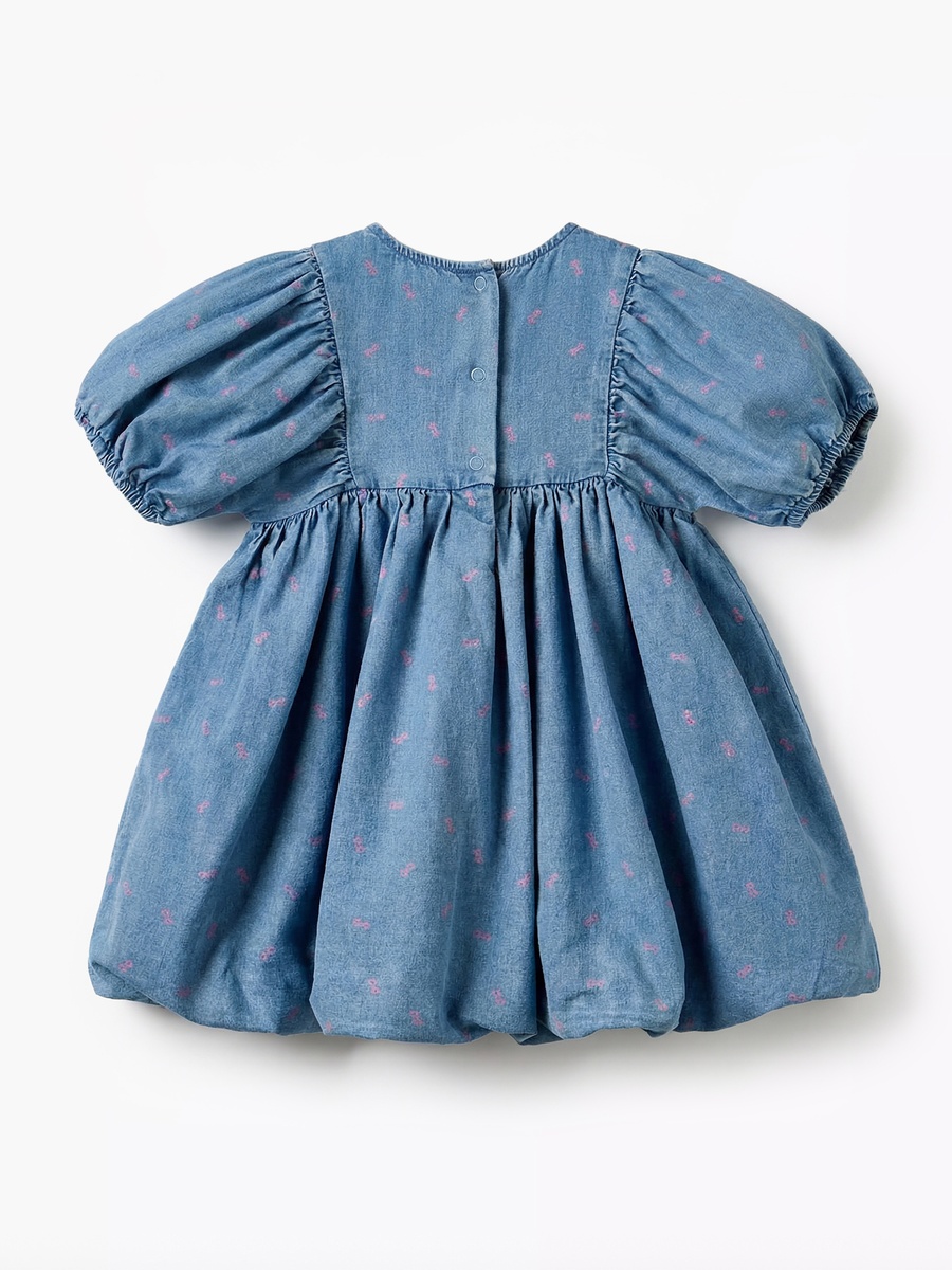 Round Neck Short Sleeves Denim Dress with Hello Kitty Print For Default  Category at Kuwait | Styli