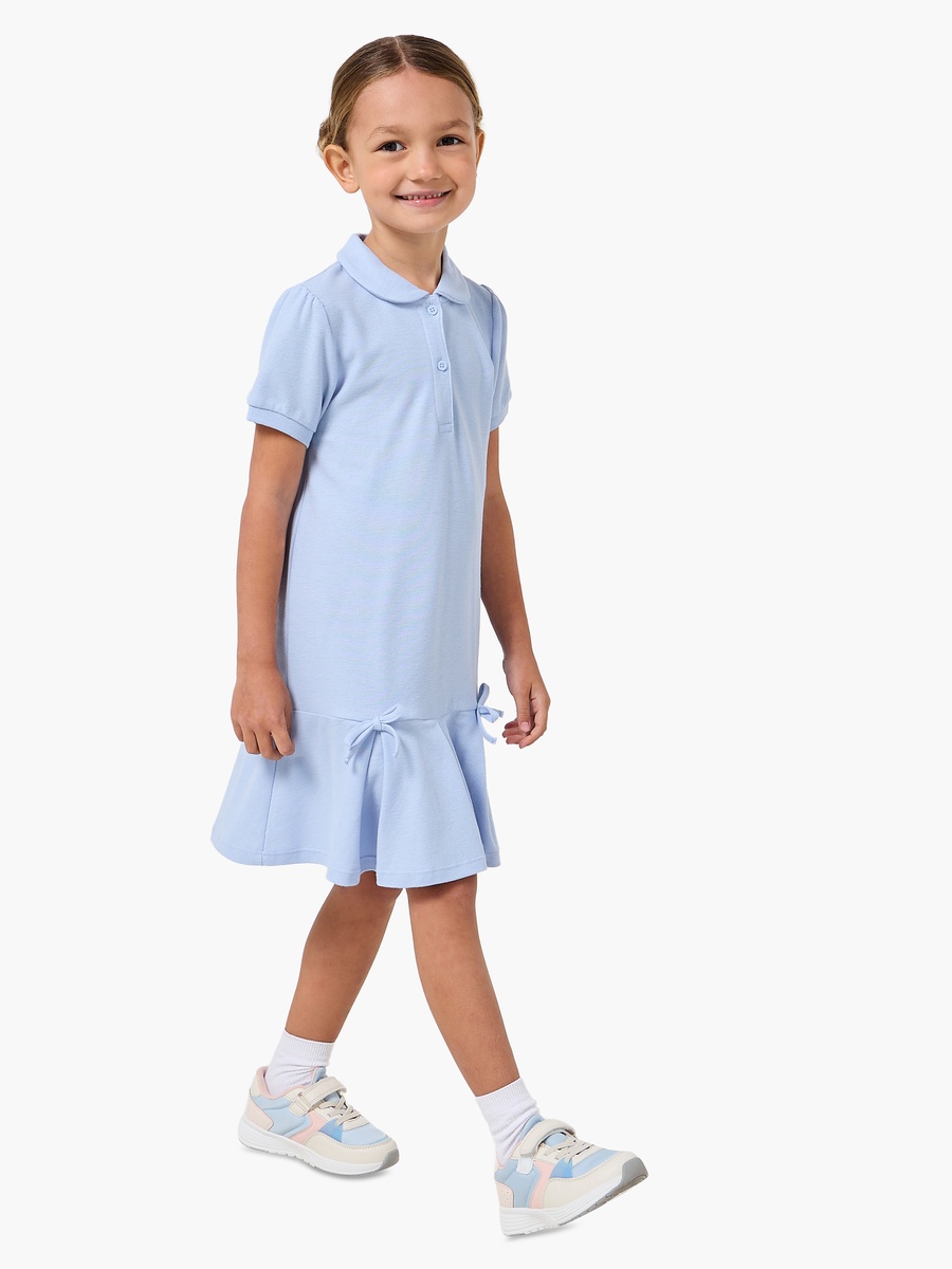 Collared Short Sleeves Polo Dress with Pleats