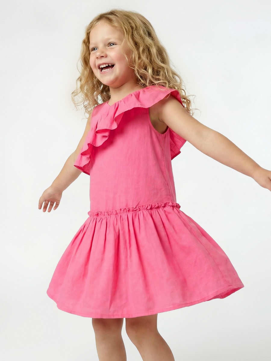 V Neck Sleeveless A-Line Dress with Ruffles
