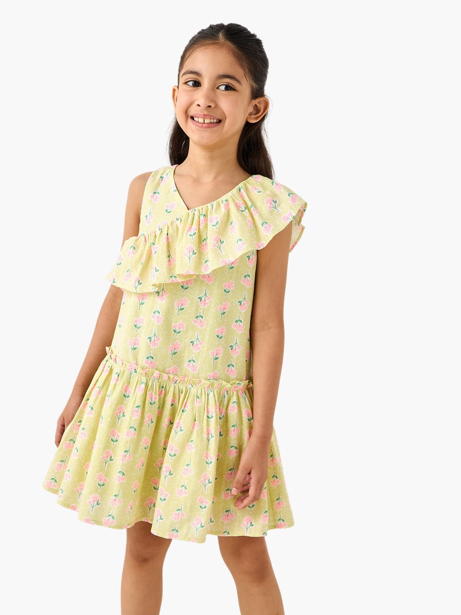 V Neck Sleeveless A-Line Dress with Floral Print