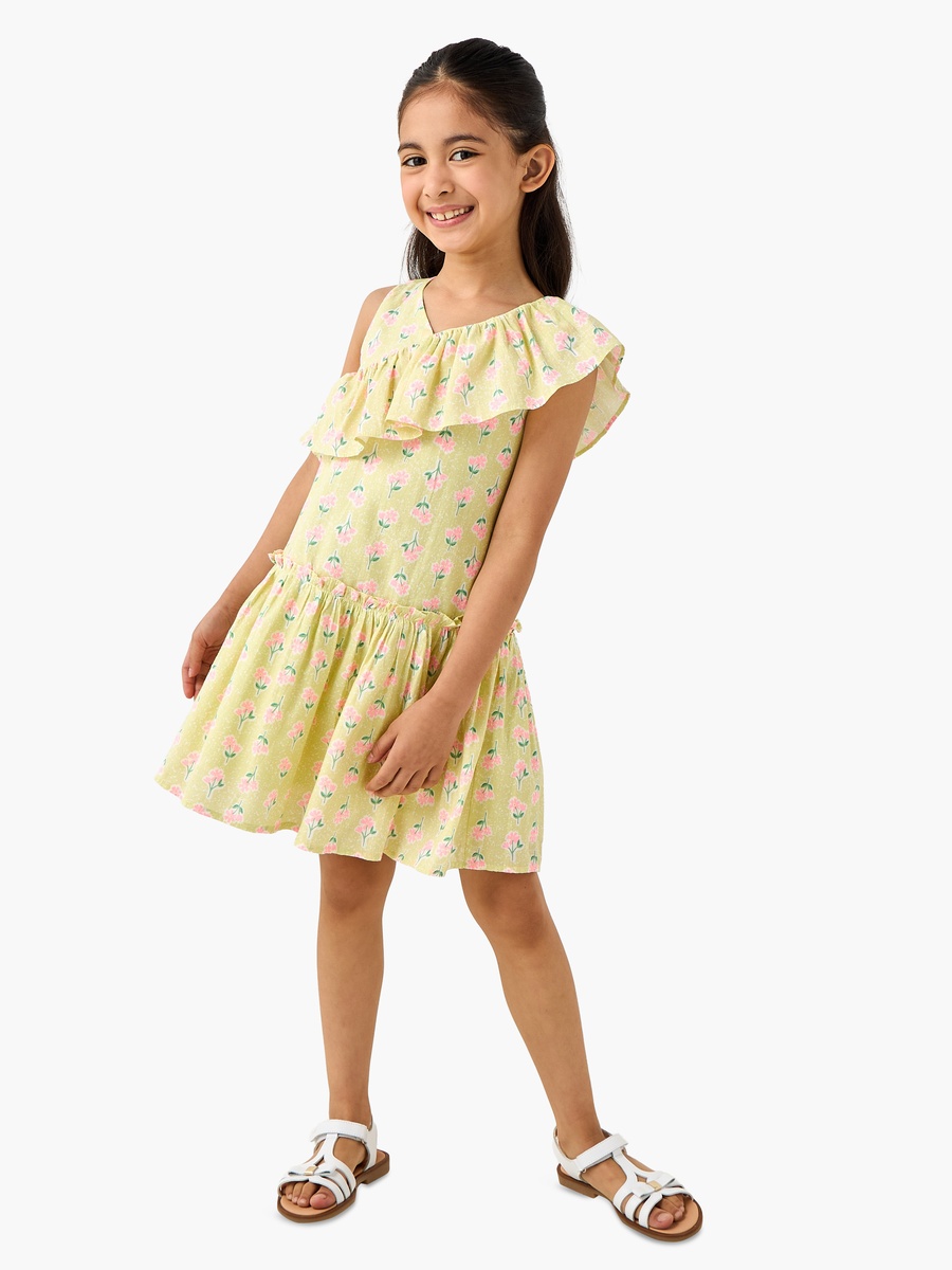 V Neck Sleeveless A-Line Dress with Floral Print