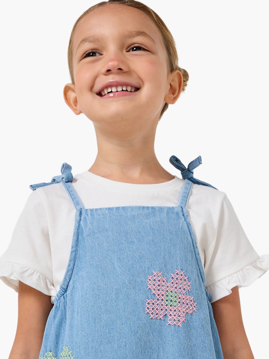 Round Neck Short Sleeves Pinafore with T-Shirt