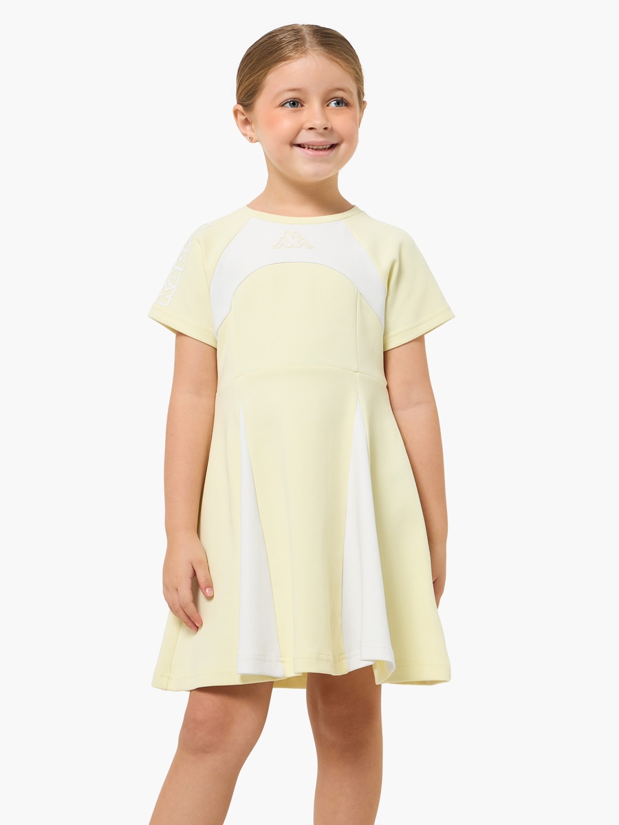 Round Neck Short Sleeves A-Line Dress with Panelled Design