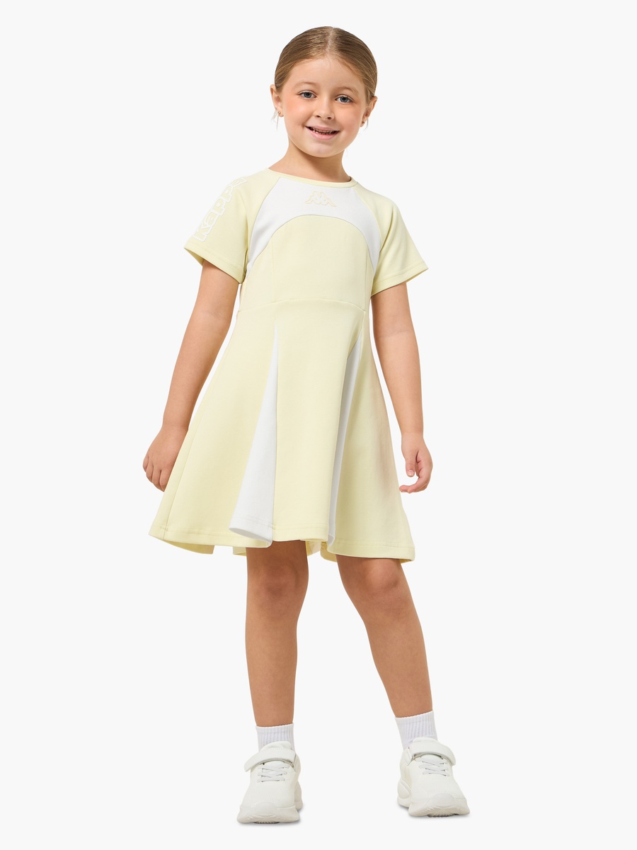 Round Neck Short Sleeves A-Line Dress with Panelled Design