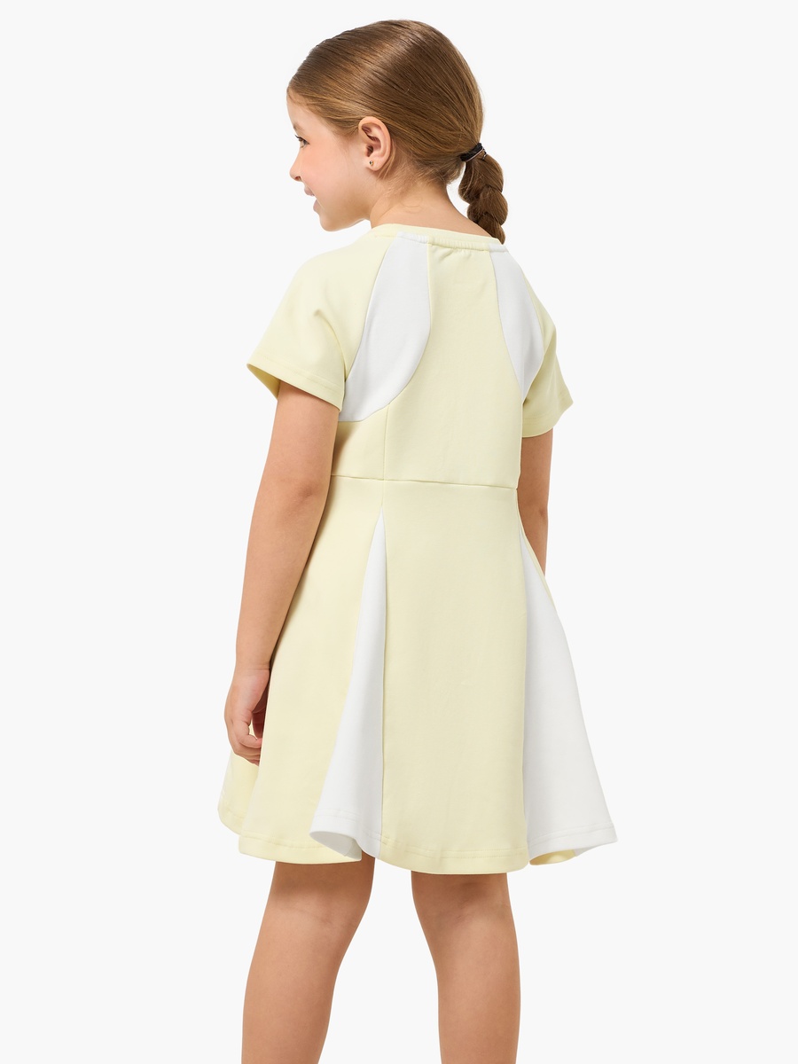 Round Neck Short Sleeves A-Line Dress with Panelled Design