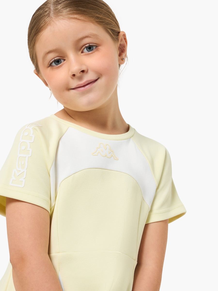 Round Neck Short Sleeves A-Line Dress with Panelled Design