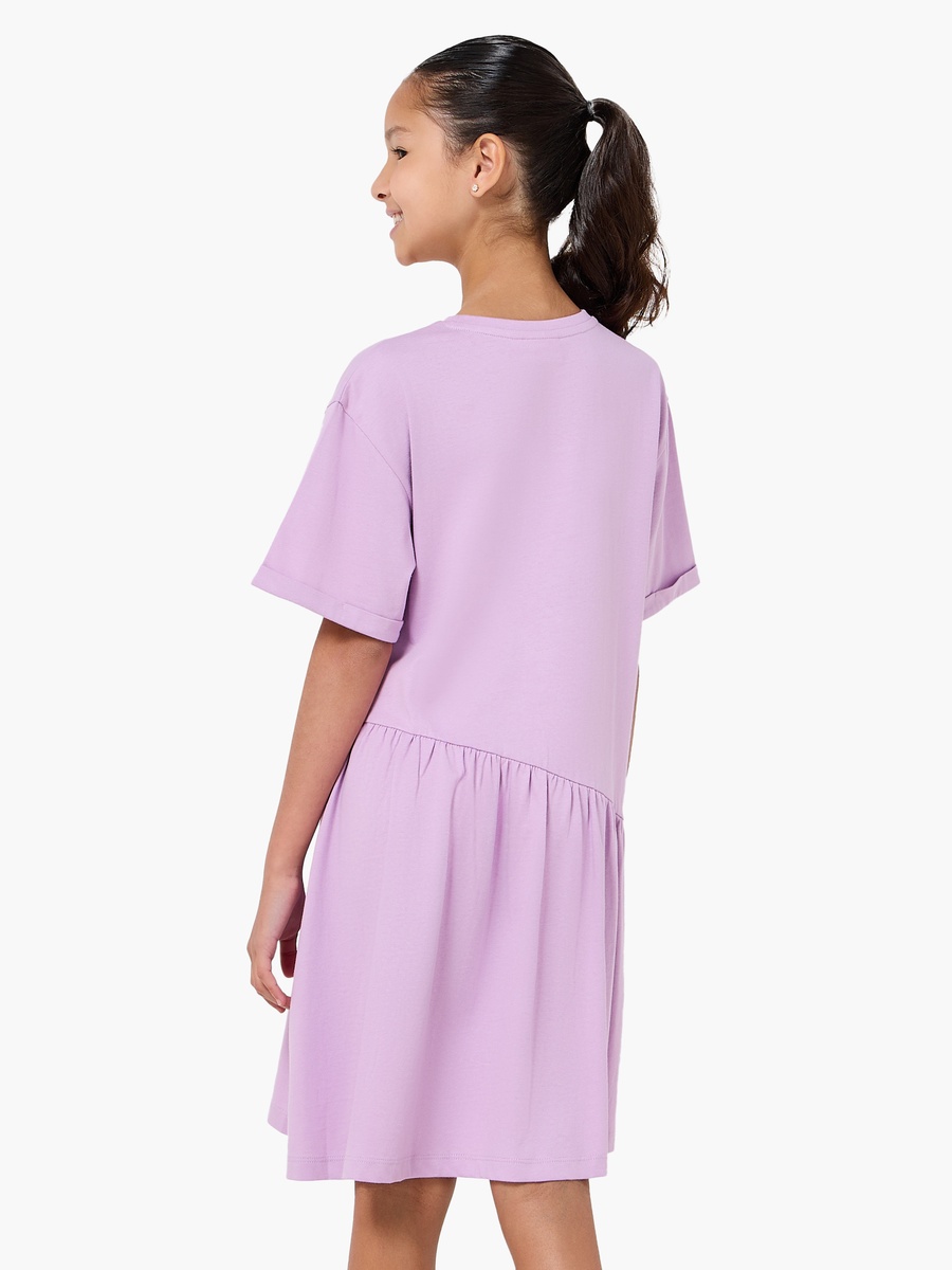 Short Sleeves Drop Waist Dress with Heart Print