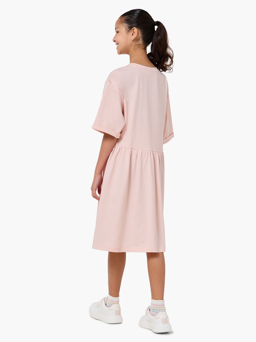 Short Sleeves Knee Length A-Line Dress with Bow Print