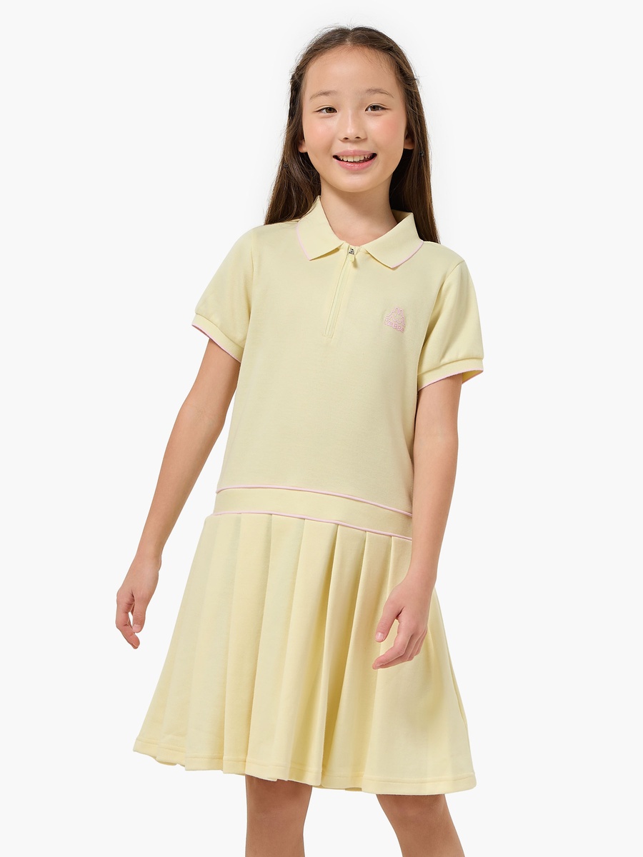 Collared Short Sleeve Dress with Pleats
