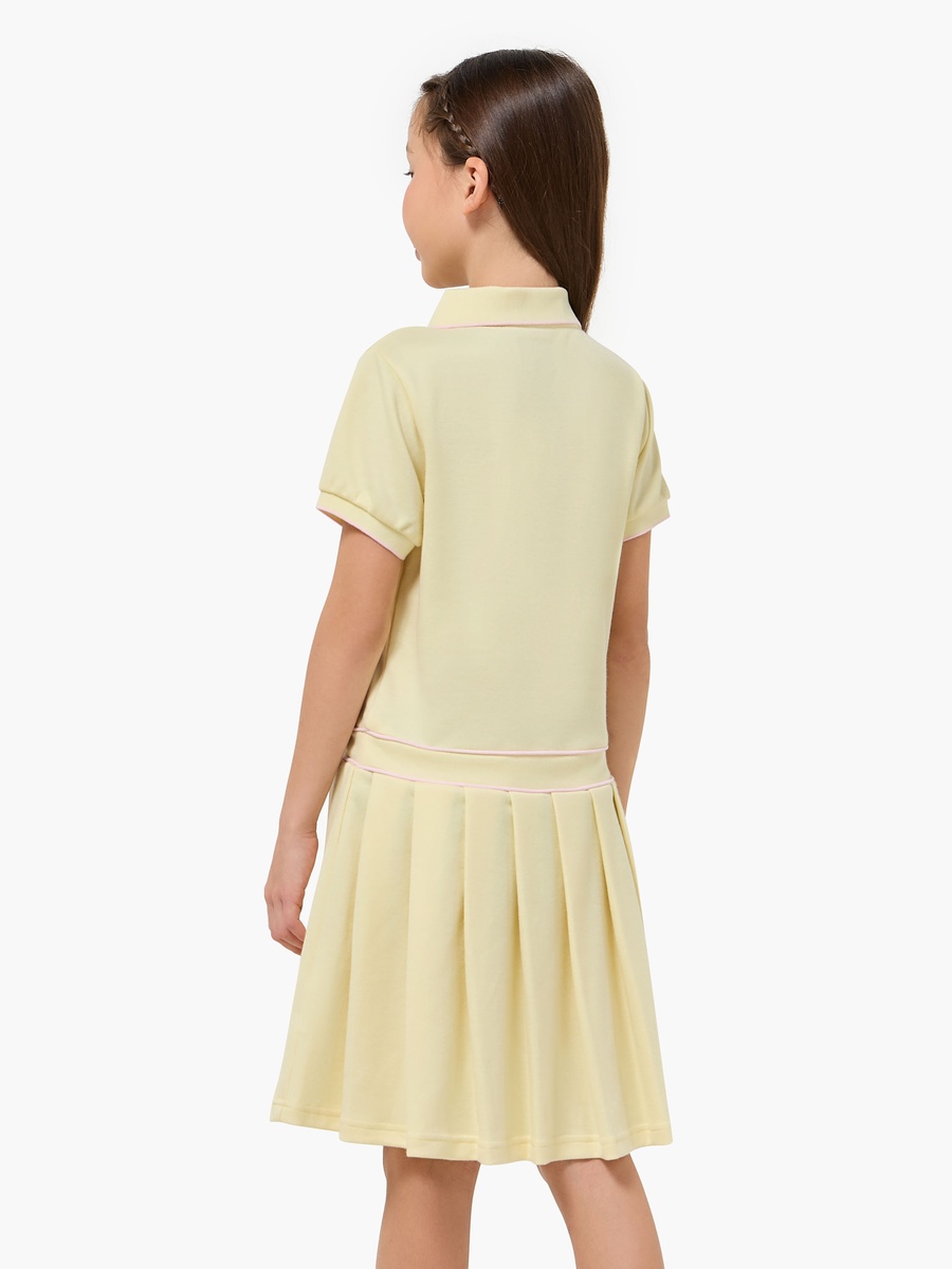 Collared Short Sleeve Dress with Pleats