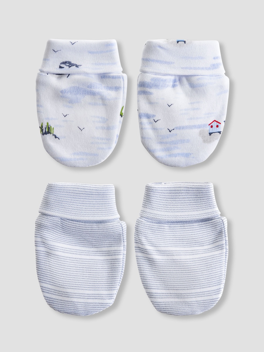 Pack of 2 Mittens with Nautical Print