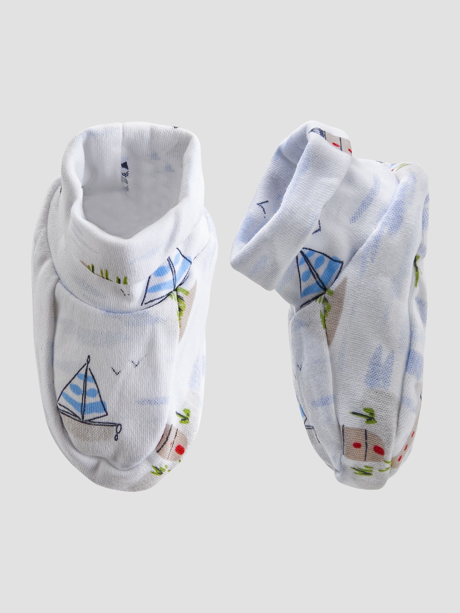 Pack of 2 Soft Knit Booties with Nautical Design