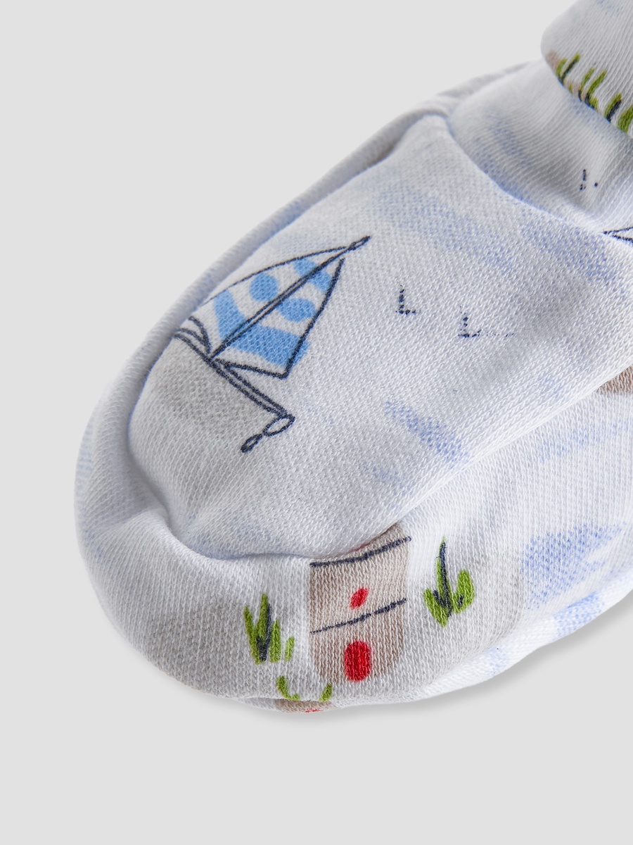 Pack of 2 Soft Knit Booties with Nautical Design