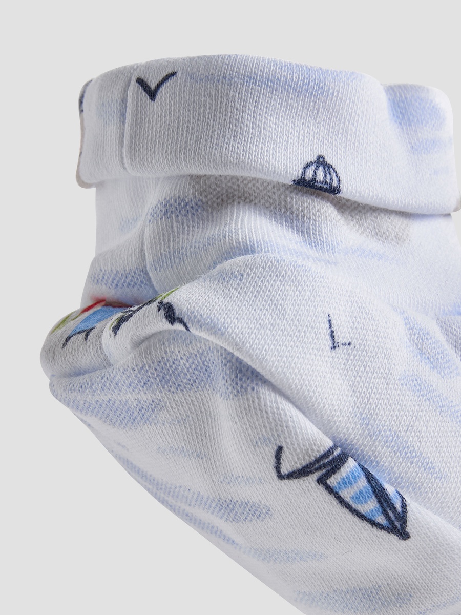 Pack of 2 Soft Knit Booties with Nautical Design
