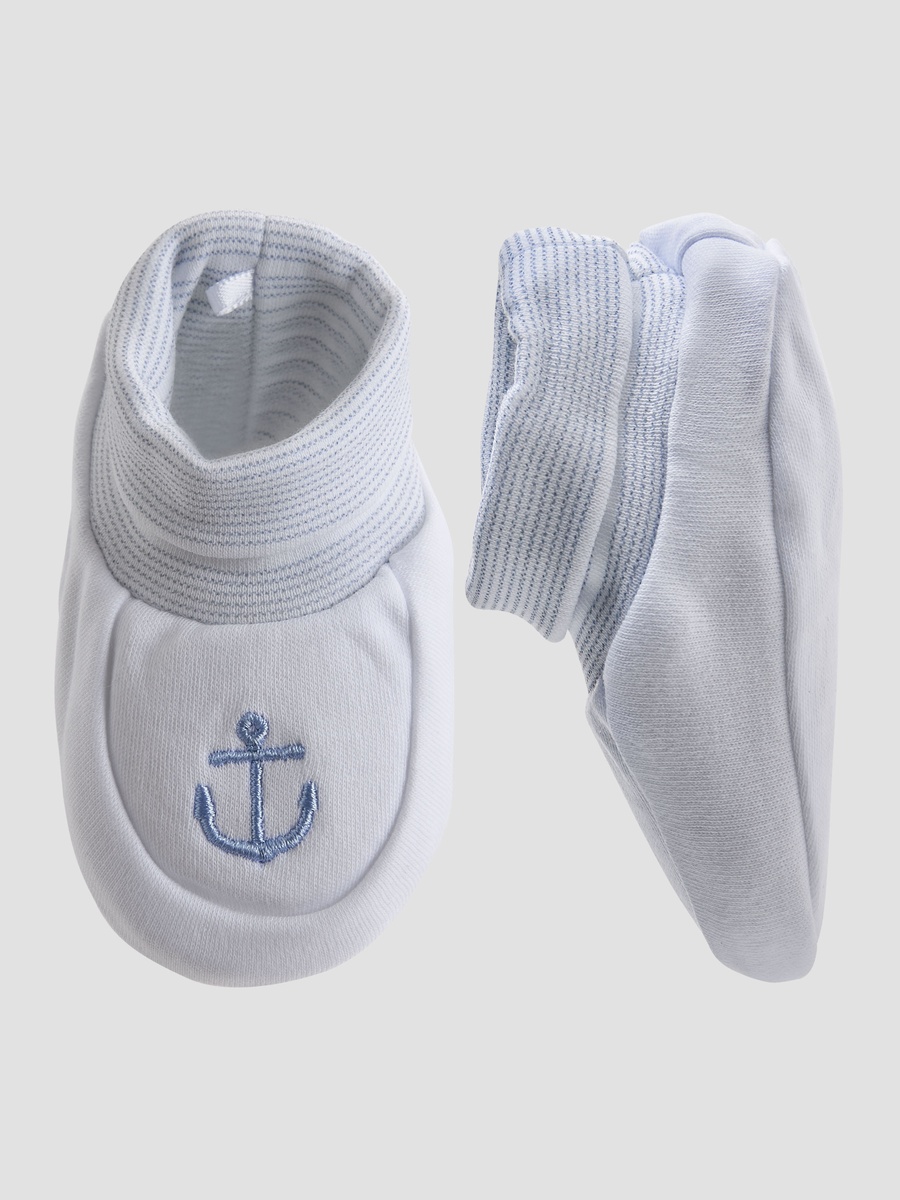 Pack of 2 Soft Knit Booties with Nautical Design