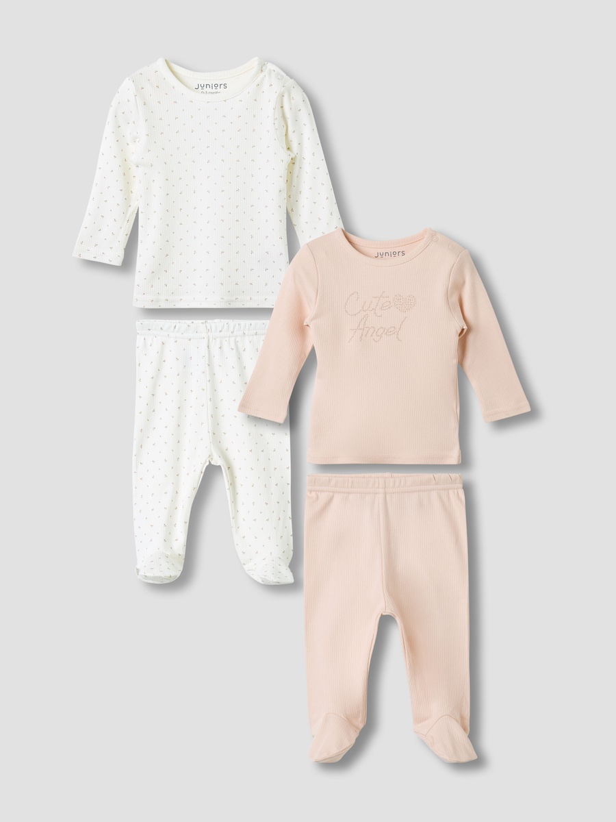 Pyjama Set with Snap Button Closure and Long Sleeves - Set of 2
