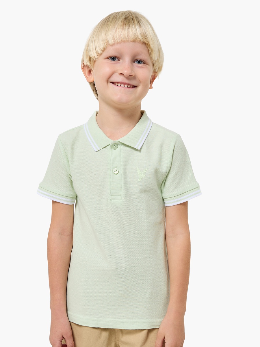 Boys Collared  Short Sleeves Polo T-Shirt with Embroidery