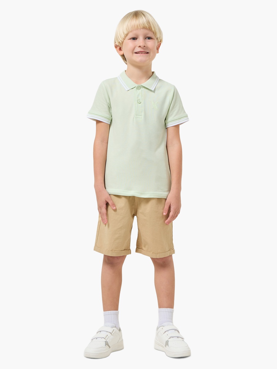Boys Collared  Short Sleeves Polo T-Shirt with Embroidery