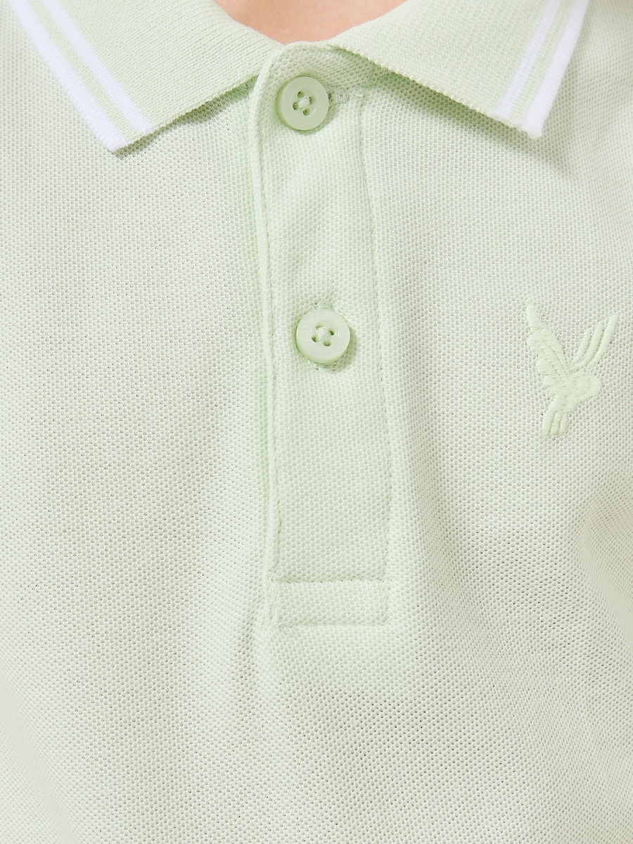 Boys Collared  Short Sleeves Polo T-Shirt with Embroidery