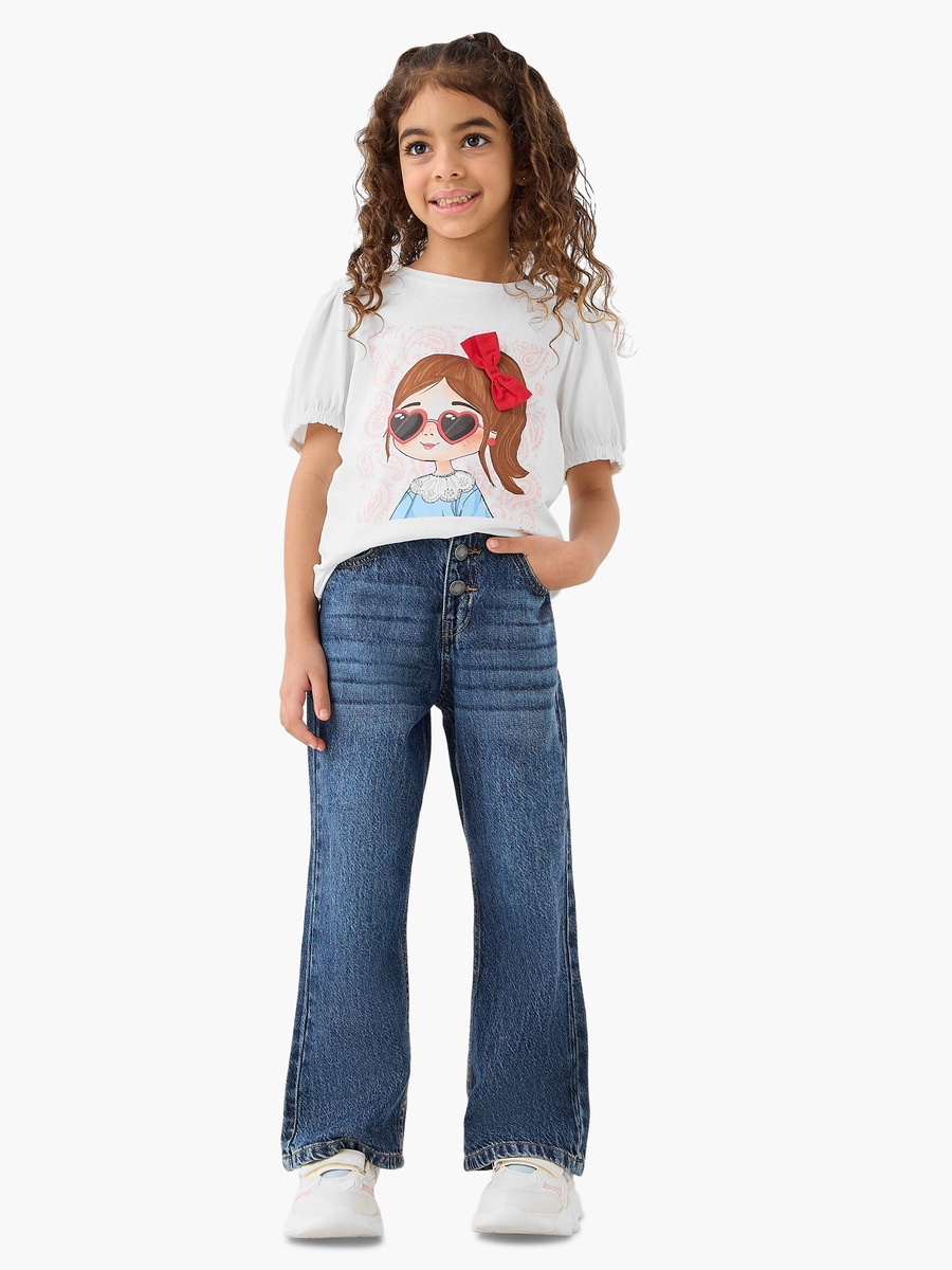 Round Neck Short Sleeves T-Shirt with Embellished Graphic Print
