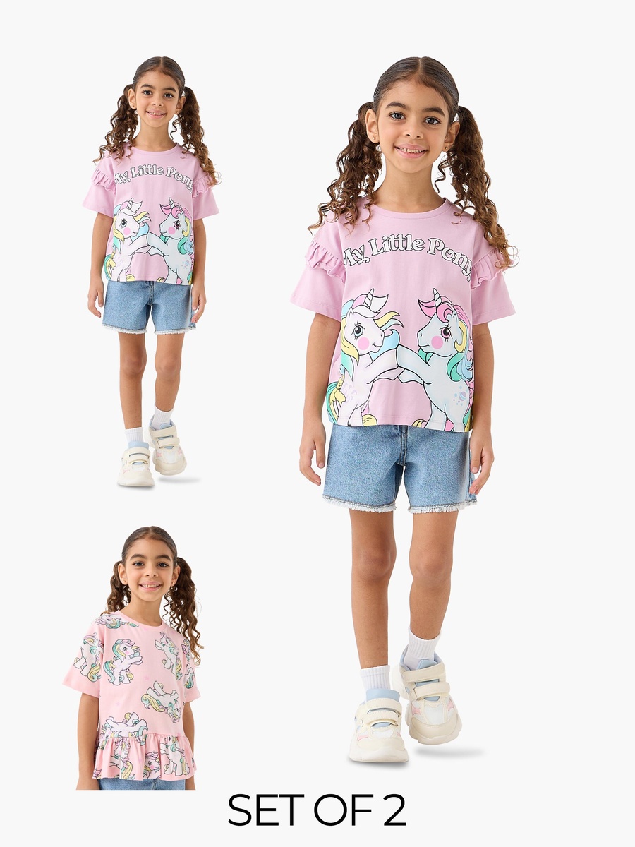 Pack of 2 Round Neck Short Sleeves T-Shirt with My Little Pony Print