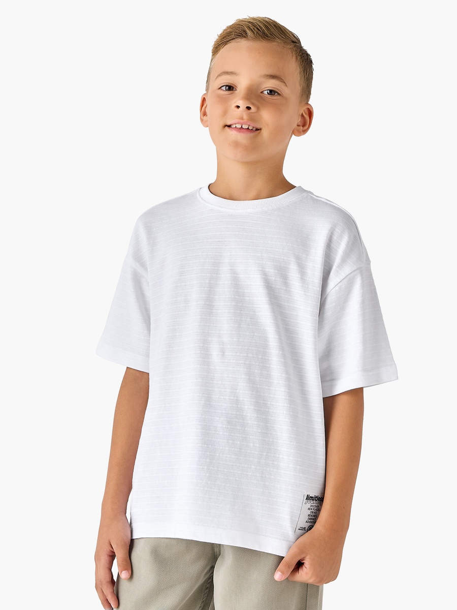 Crew Neck Short Sleeves T-Shirt with Texture