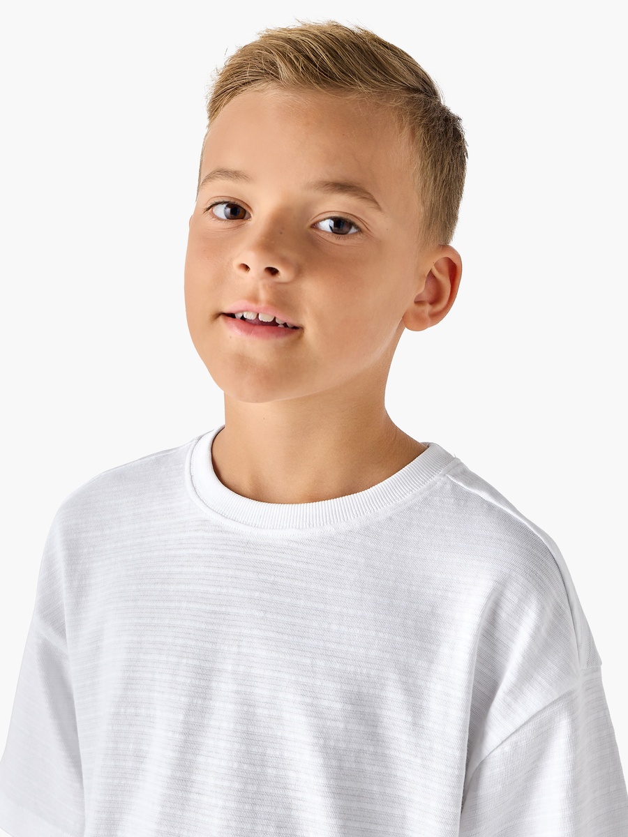 Crew Neck Short Sleeves T-Shirt with Texture