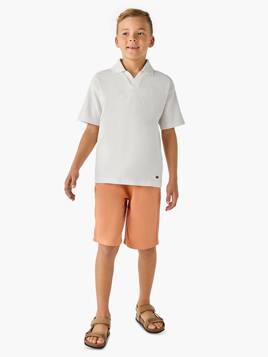 Johnny Collar Short Sleeves T-Shirt with Textured Design